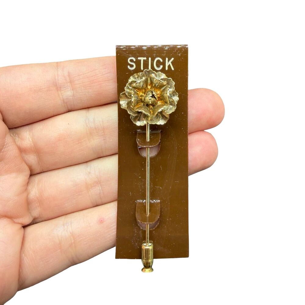 Vintage Jewelry Gold Tone Flower Stick Pin